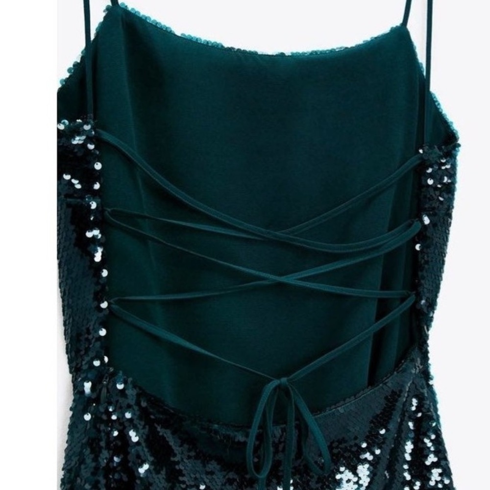 Zara Black Backless Sequin Dress - Picture 4 of 7